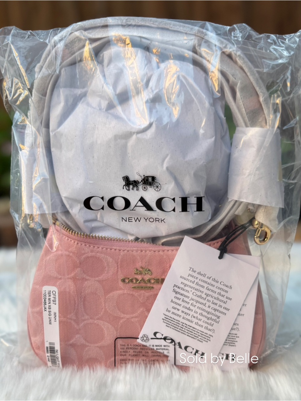 NWT Coach Teri Mini Signature Pink Denim Purse